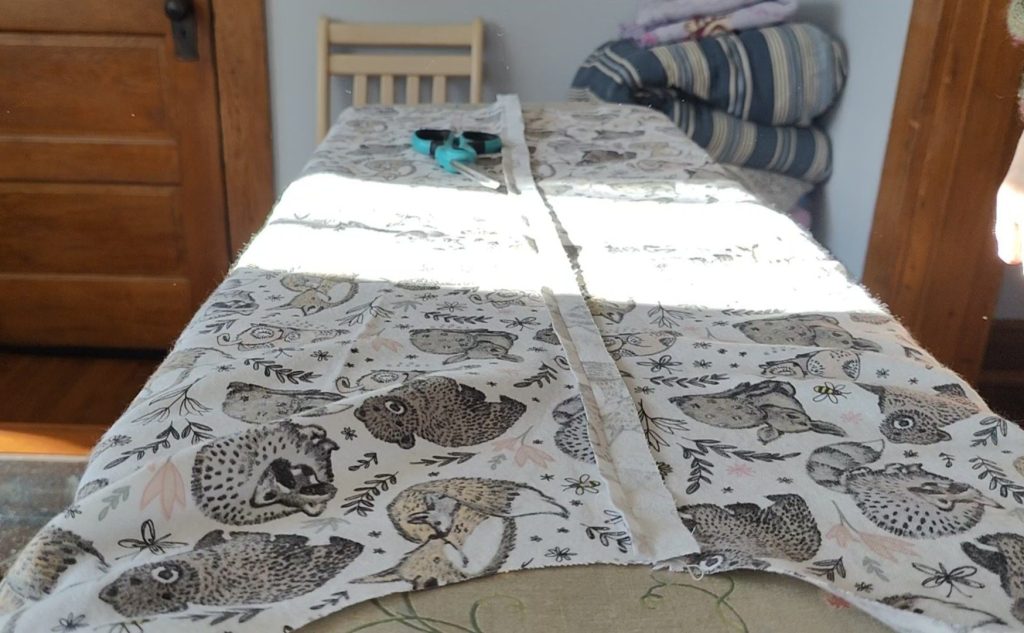 half of seam allowance cut