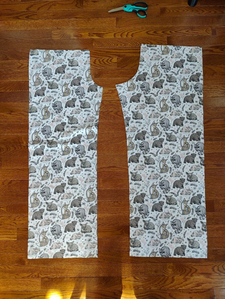 pj pants unpinned from pattern pieces