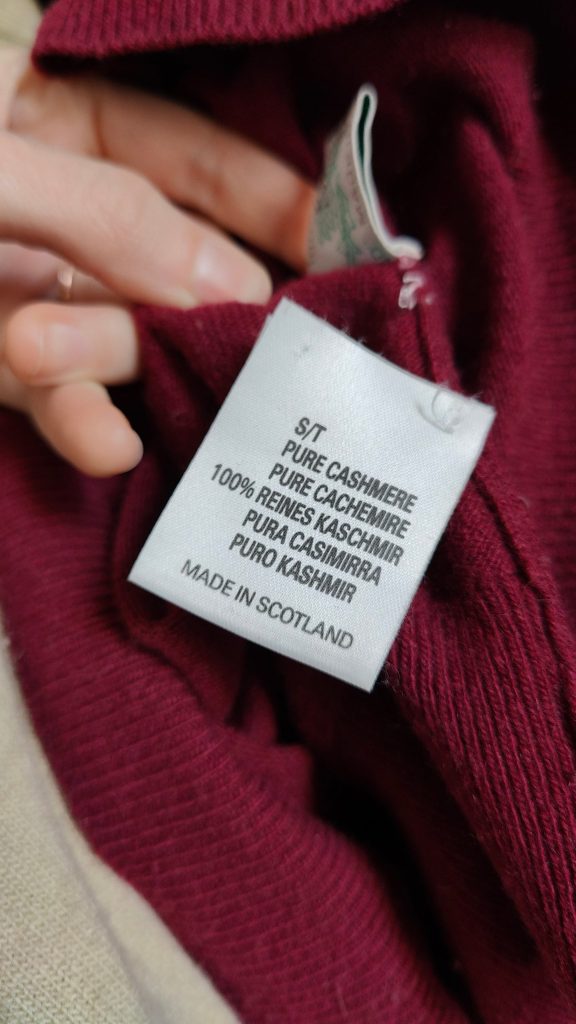 vintage cashmere sweater made in scotland