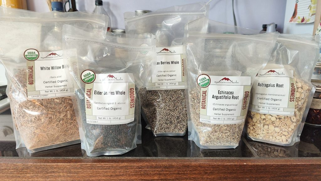 mountain rose herbs bags of dried herbs